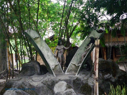 Malakas at Maganda coming out of the giant bamboo tree in Clark Pampanga