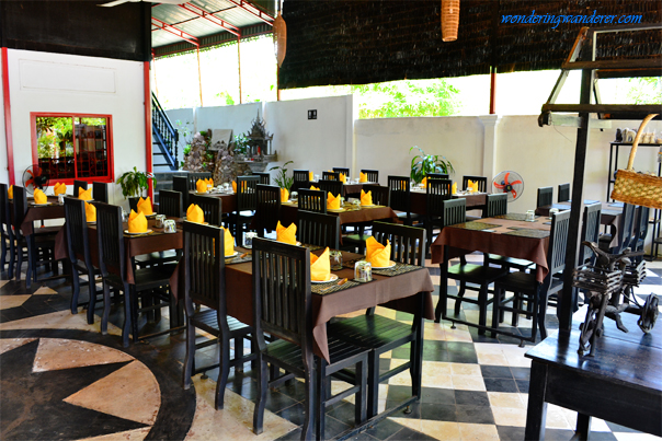 Empty tables of the Palmboo Restaurant - Siem Reap