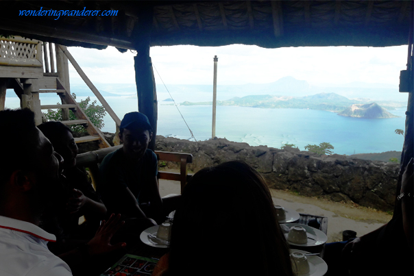 Great view of Taal volcano and lake from Leslie's Restaurant nipa hut