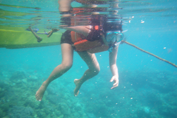 Juliet is snorkeling in Sipalay, Negros occidental