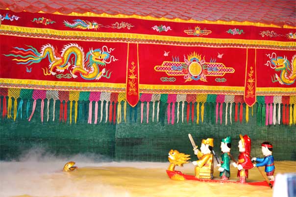 Golden Dragon Water Puppet Theater with sea sepent