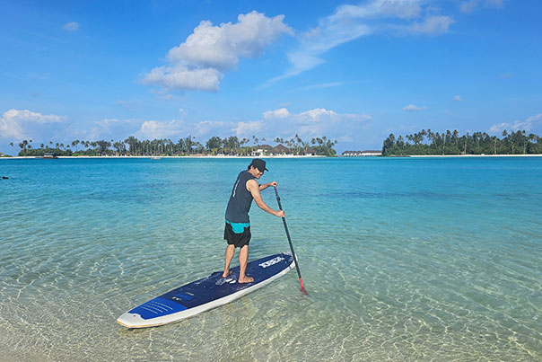 Paddle boarding at the Maldives